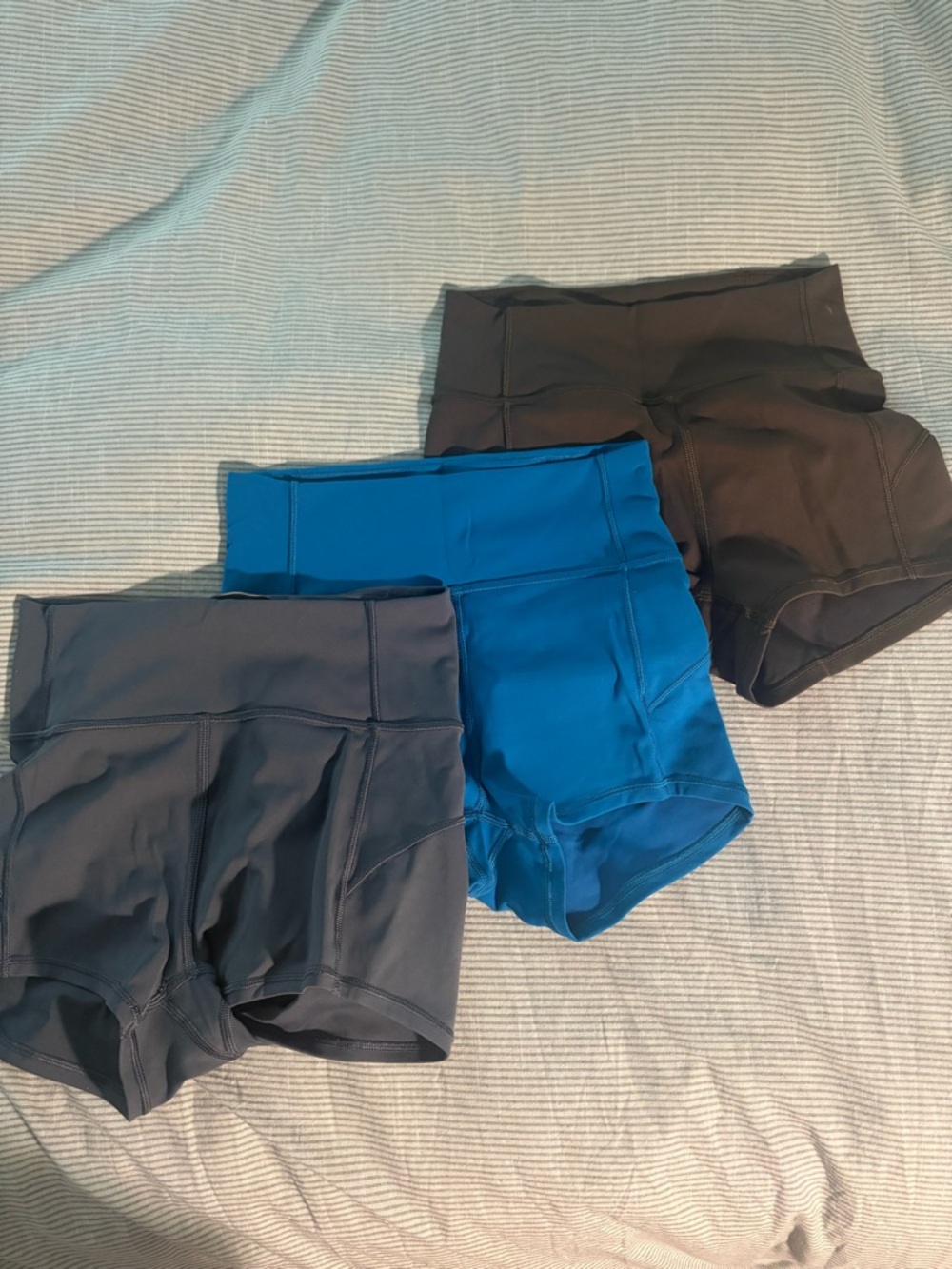 Women’s High-Waist Active Shorts - Blue and Dark Gray